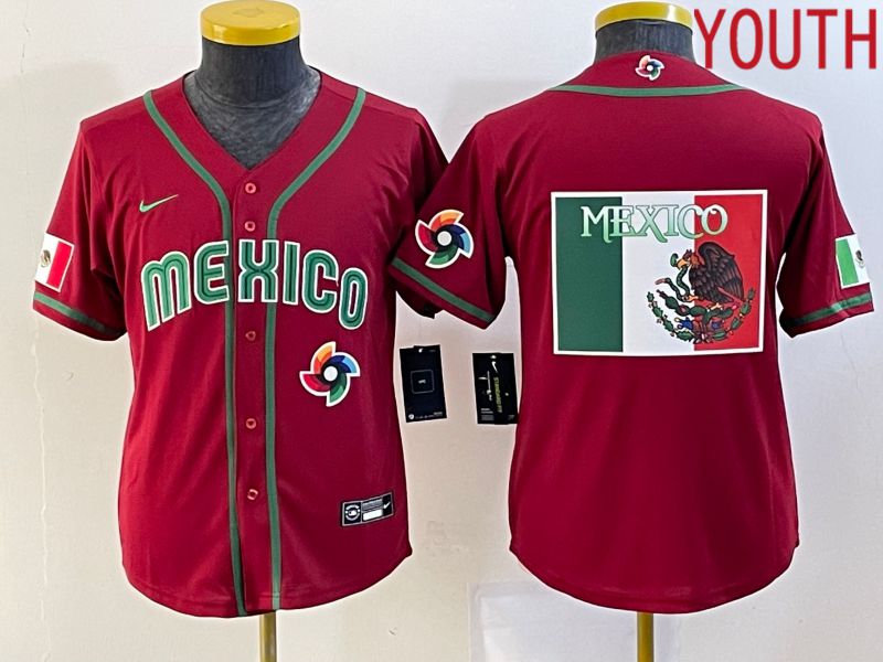 Youth 2023 World Cub Mexico Blank Red Nike MLB Jersey13